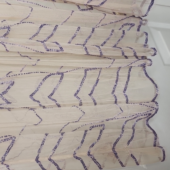 FREE PEOPLE XS sheer cream dress with lavender colored beading. - Picture 4 of 6